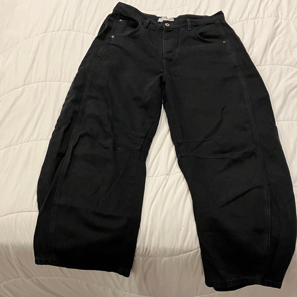 Free People black good luck barrel jeans - Picture 4 of 8